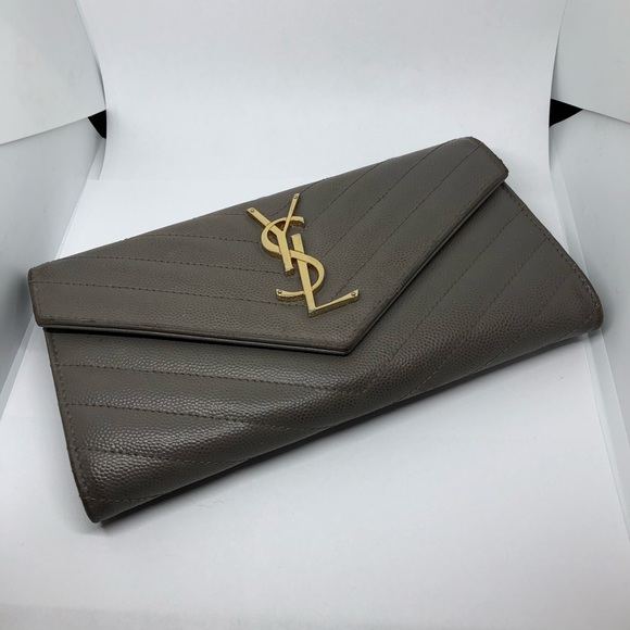 Yves Saint Laurent Handbags - YSL Chevron Grain De Pourde Wallet